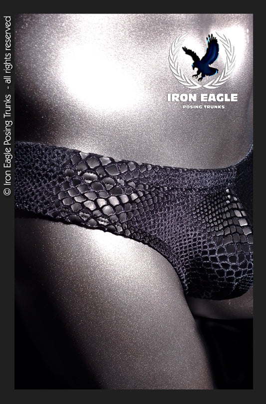 Pro Classic Physique Briefs - 2'' Black Matt Snakeskin Velvet