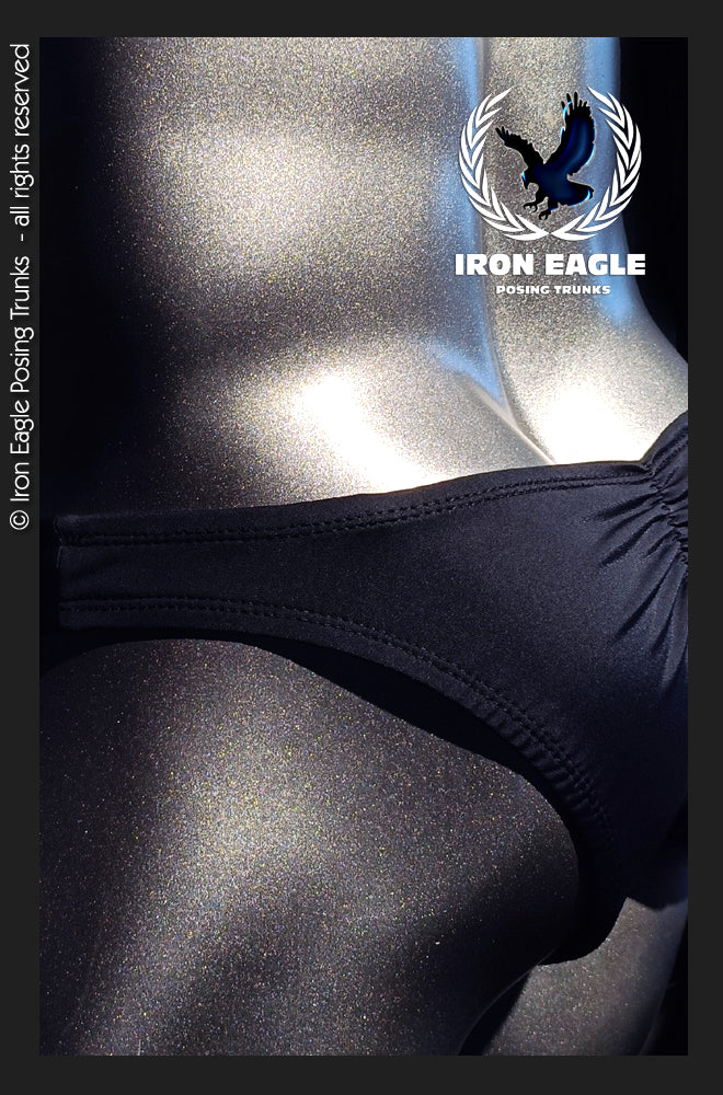 Pro Classic Physique Trunks - 1.5'' Black Italian Satin Lycra